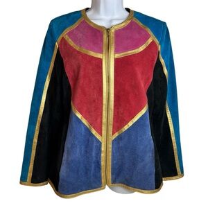 Vintage Colorblock Suede Jacket M